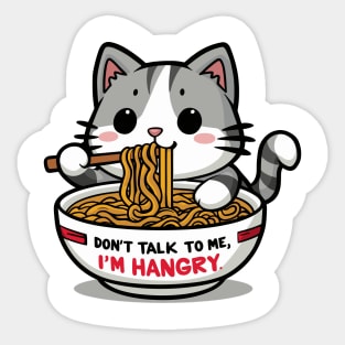 Hangry Cat Noodle Bowl Tee - Cute Foodie Cat Lover Shirt Sticker